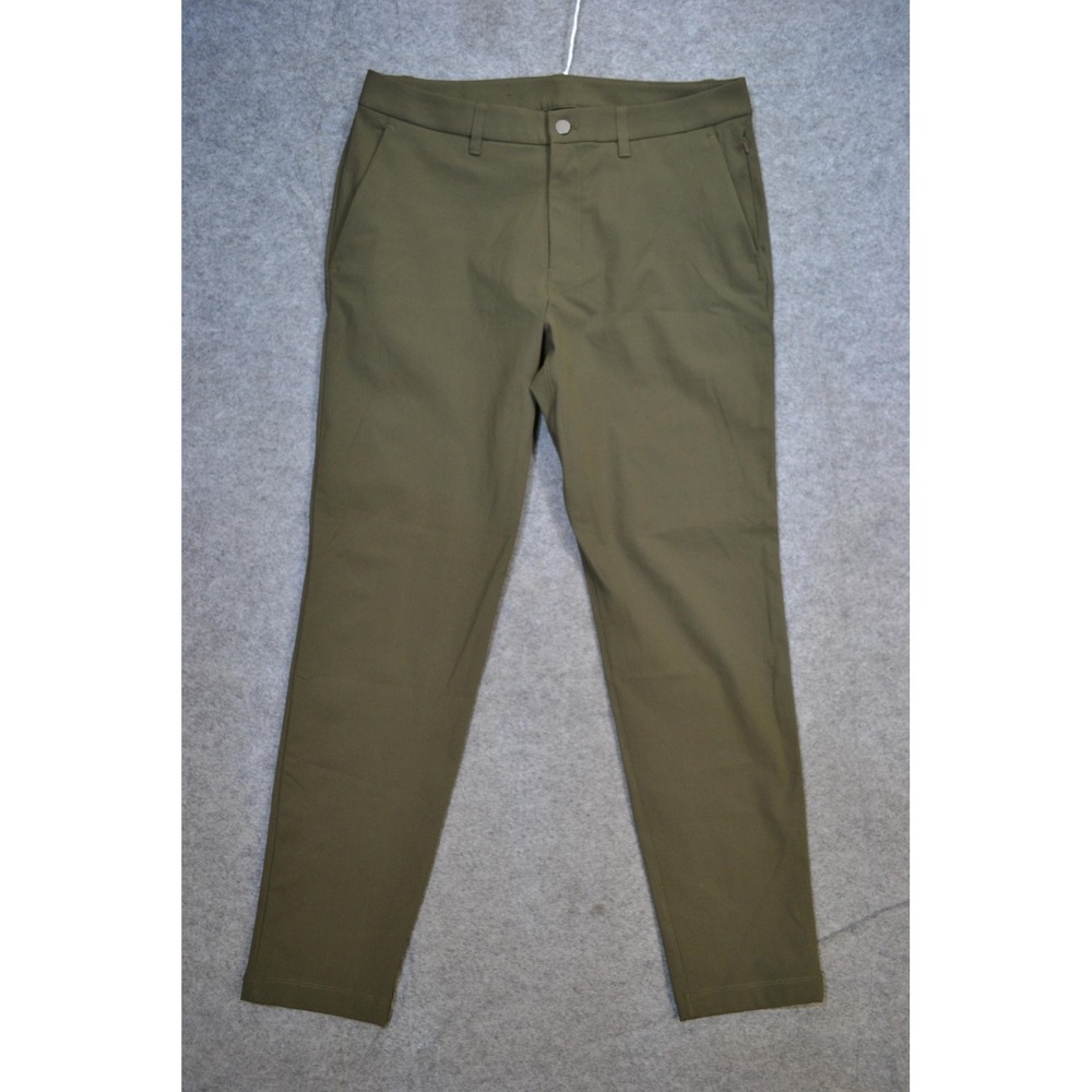 Lululemon ABC Pants Mens 34x30 Olive Green Slim Stretch Chino Travel Golf Casual